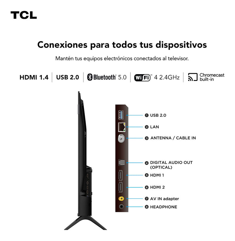 Smart TV TCL 40 Polegadas Full HD QLED S5K WiFi Bluetooth Google TV 2 HDMI HDR10 Dolby Audio 40S5K