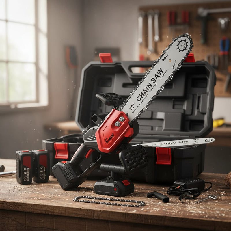 Moto Serra Elétrica 12 Polegadas 2 Baterias 48v Portátil Recarregável Profissional Kamare