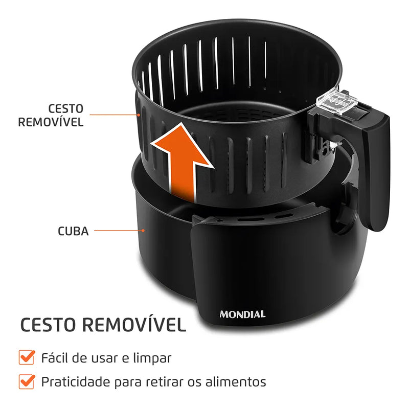 Fritadeira Elétrica Ar Af-35-bf Air Fryer 3,5l Preta Mondial