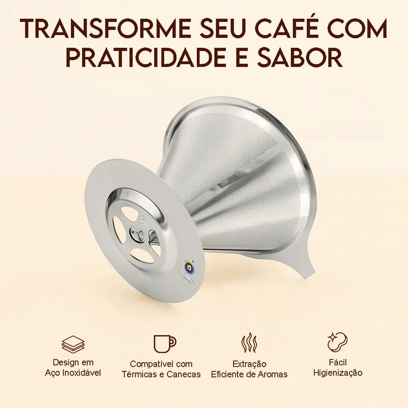 Coador Nacional De Café Modelo 103 Filtro Permanente Em Aço Inox Peneira Reutilizável Sem Papel Sustentável Para Coar Café Tradicional Ponte Lar Utilidades