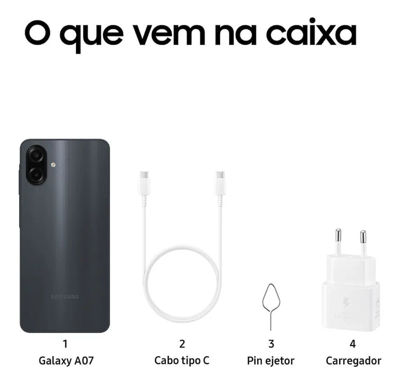 Celular Samsung Galaxy A07 128gb, 4gb, Câmera 50mp, Tela 6.7 , Proteção Ip54, Processador 6nm - Violeta