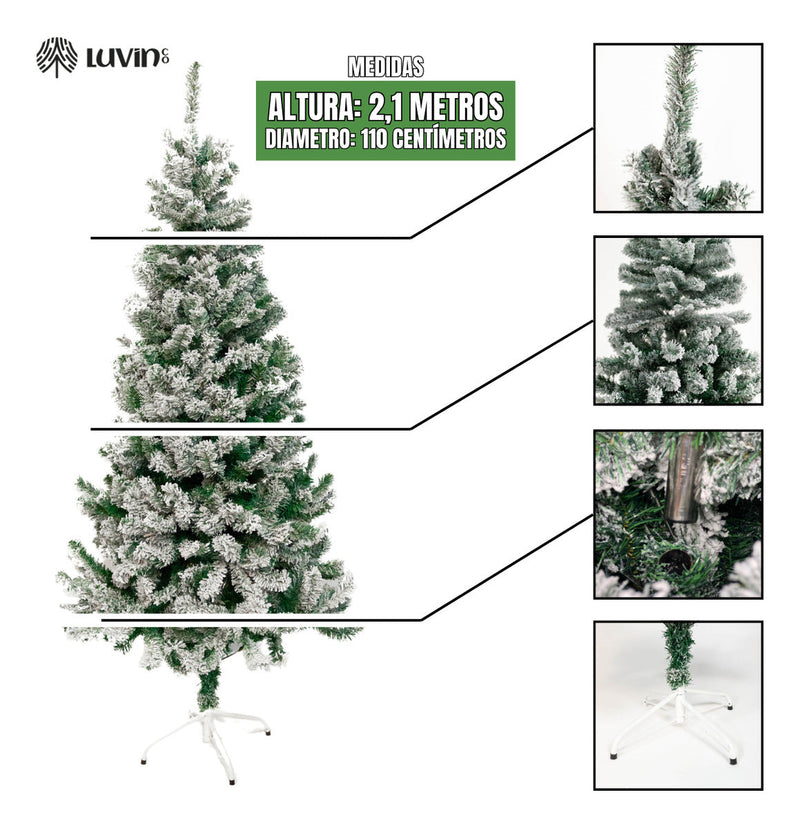 Chibrali Imperial Árvore De Natal Luxo Pinheiro Neve 2,10m 1.062 Galhos Cor Nevada