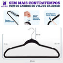 Kit 50 Cabides Veludo De Roupa Antideslizante Slim Adulto Cor Bege