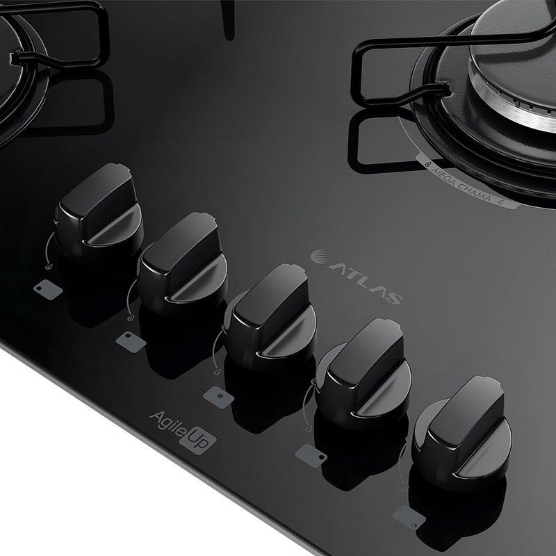 Cooktop 5 Bocas A Gás Atlas Agile Up Mega Chama Preto