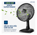 Ventilador de Mesa 30cm Super Power, Mondial, 60W - VSP-30-B