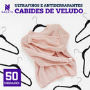 Kit 50 Cabides Veludo De Roupa Antideslizante Slim Adulto Cor Bege