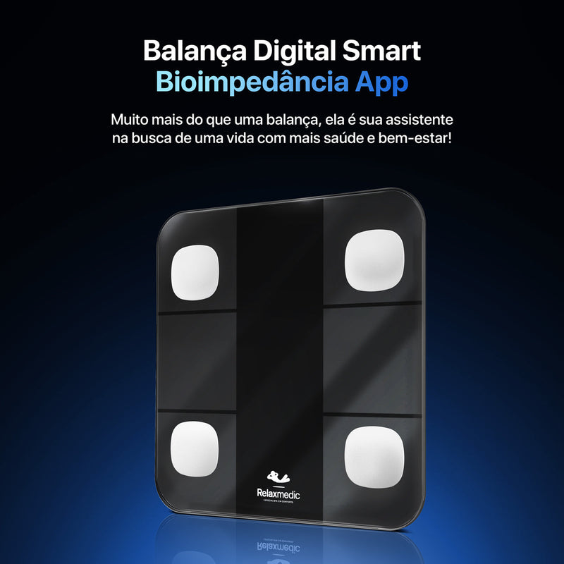 Balança Digital Corporal Bioimpedância Aplicativo Bluetooth Relaxmedic
