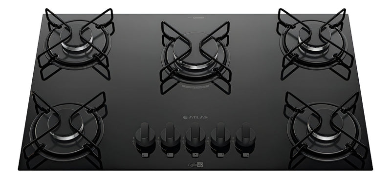 Cooktop 5 Bocas A Gás Atlas Agile Up Mega Chama Preto