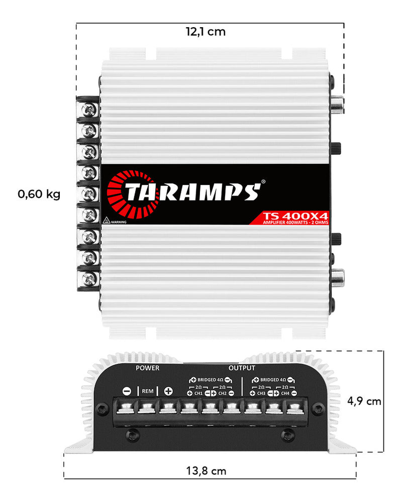 Modulo Taramps Ts400x4 Potencia de 400watts 2 Ohms Amplificador 400rms T400 4 Canais Som Automotivo 2 Ohms Rca Ts 400x4 Crossover