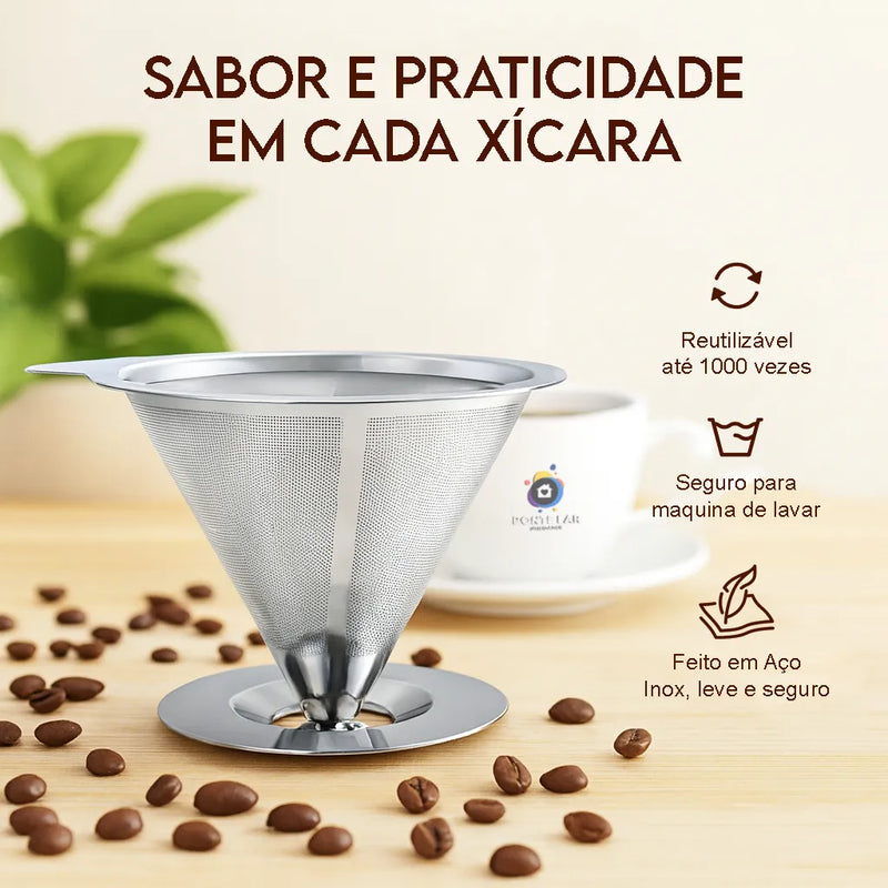 Coador Nacional De Café Modelo 103 Filtro Permanente Em Aço Inox Peneira Reutilizável Sem Papel Sustentável Para Coar Café Tradicional Ponte Lar Utilidades