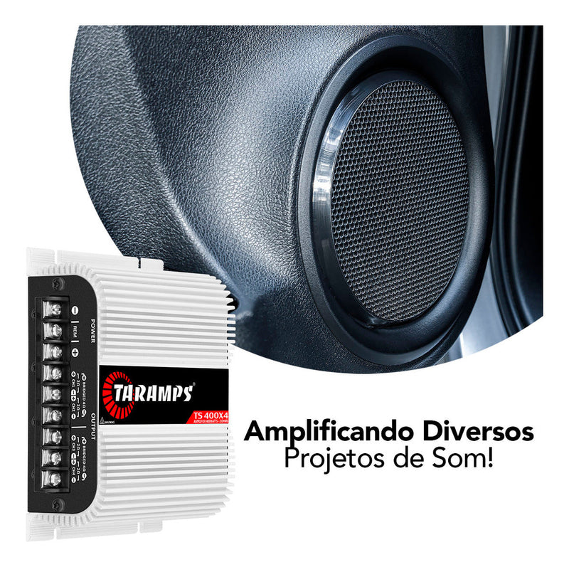 Modulo Taramps Ts400x4 Potencia de 400watts 2 Ohms Amplificador 400rms T400 4 Canais Som Automotivo 2 Ohms Rca Ts 400x4 Crossover