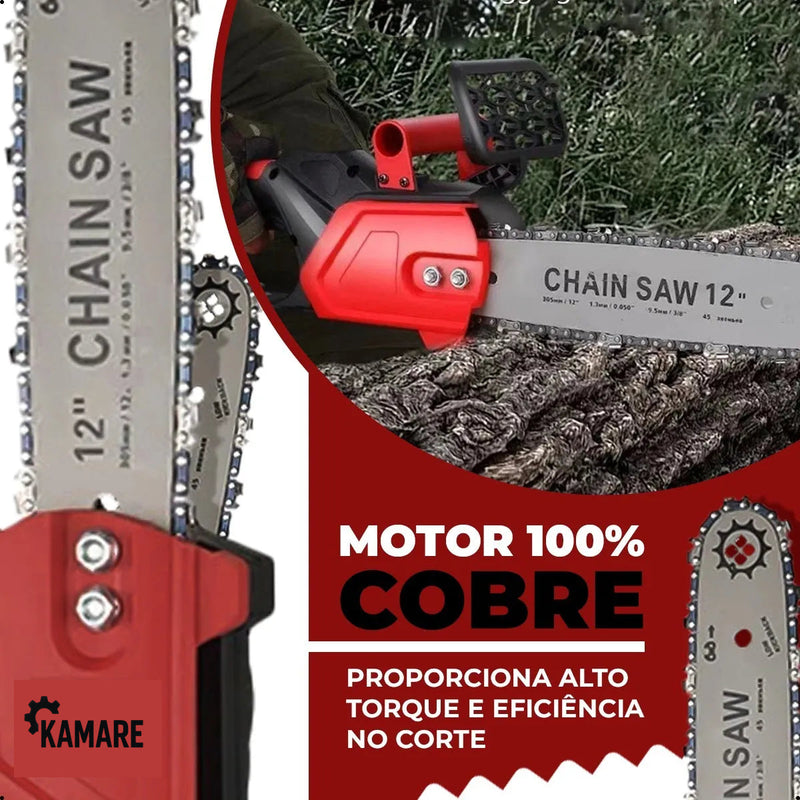 Moto Serra Elétrica 12 Polegadas 2 Baterias 48v Portátil Recarregável Profissional Kamare