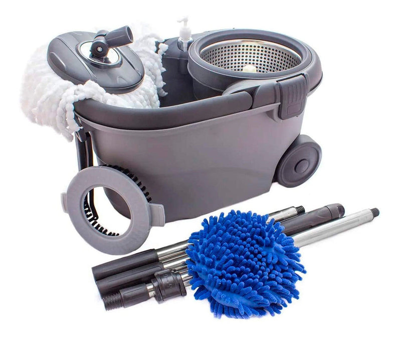 Balde Esfregão Perfect Mop Move 3 Refis Com Roda E Alça Cor Cinza