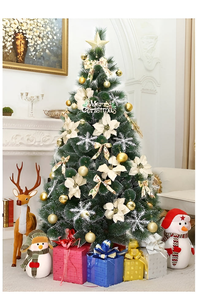 Árvore Pinheiro De Natal Luxo Verde E Neve 2,10m 566 Galhos Cor Verde Com Floco de Neve