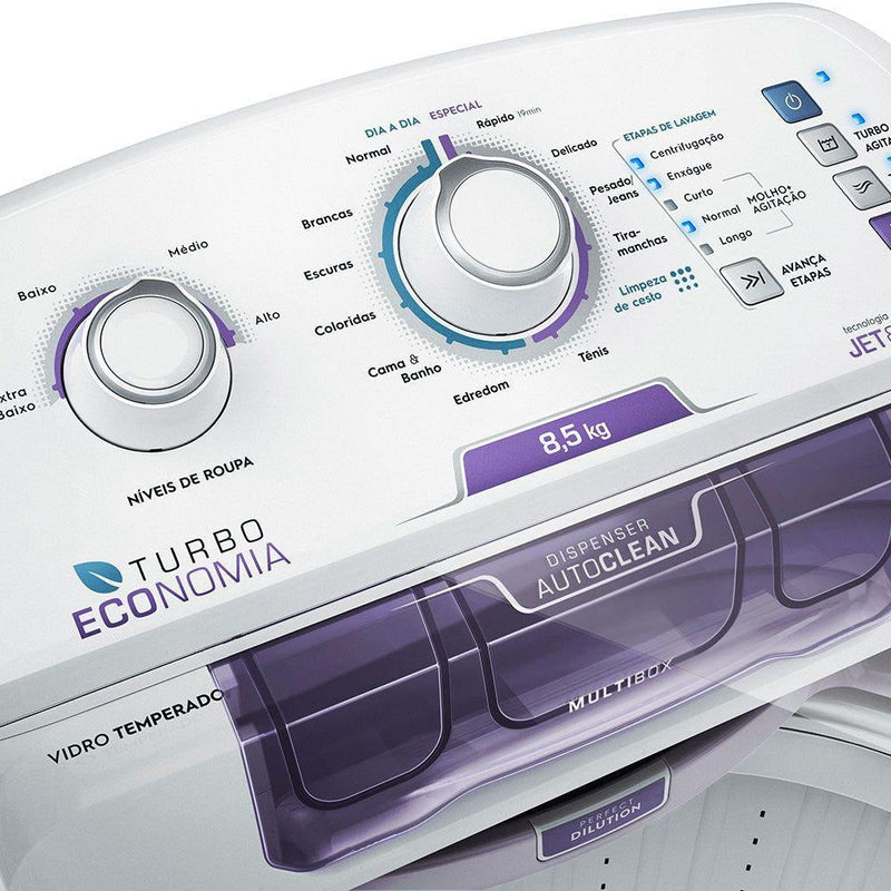 Máquina de Lavar Electrolux 8,5kg Branca Turbo Economia com Jet&amp;Clean e Filtro Fiapos (LAC09)