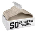 Kit 50 Cabides Veludo De Roupa Antideslizante Slim Adulto Cor Bege