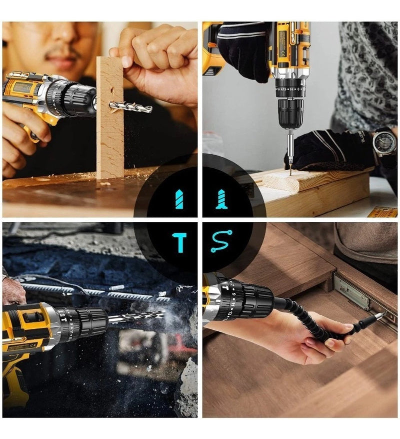 Parafusadeira Furadeira 48v Profissional 2 Baterias Sem Fio Cor Amarelo