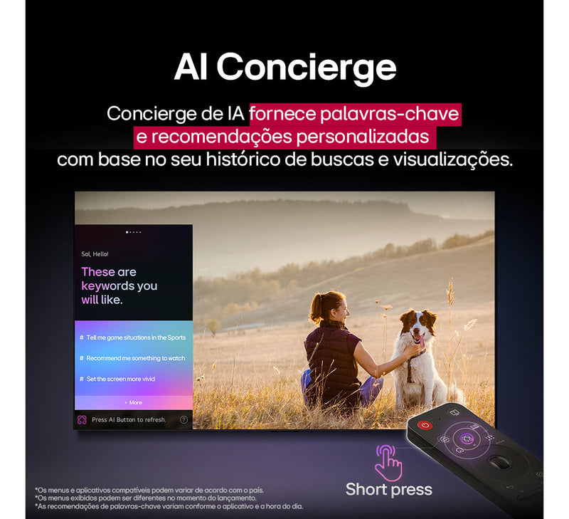 Smart TV Profissional 4K 55" LG UHD 55AU801 Processador α7 AI Ger8 Super Upscaling Google Cast Alexa Integrado Controle AI Smart Magic WebOS 25