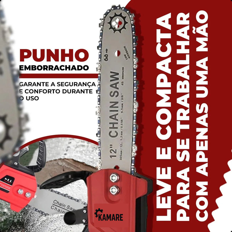 Moto Serra Elétrica 12 Polegadas 2 Baterias 48v Portátil Recarregável Profissional Kamare