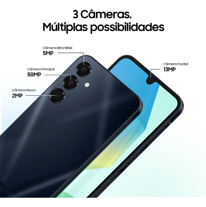 Celular Samsung Galaxy A16 5g, 128gb + 4gb Ram, Câmera De Até 50mp, Tela 6.7 , Nfc, Ip54, Bateria 5000 Mah Azul Escuro
