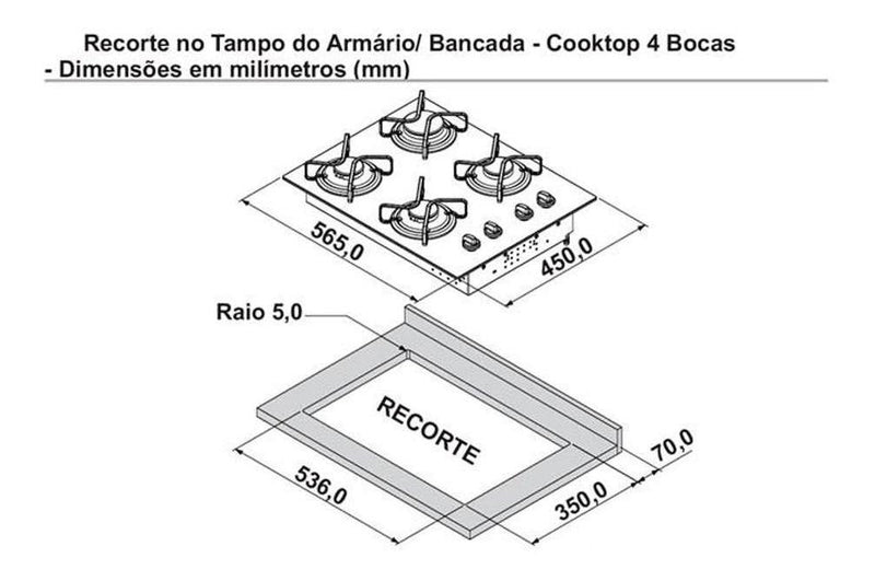 Cooktop Itatiaia Essencial 4 Bocas Preto