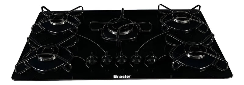 Fogão cooktop com alimentação gás - Braslar 5 bocas cor preto - 5 queimadores