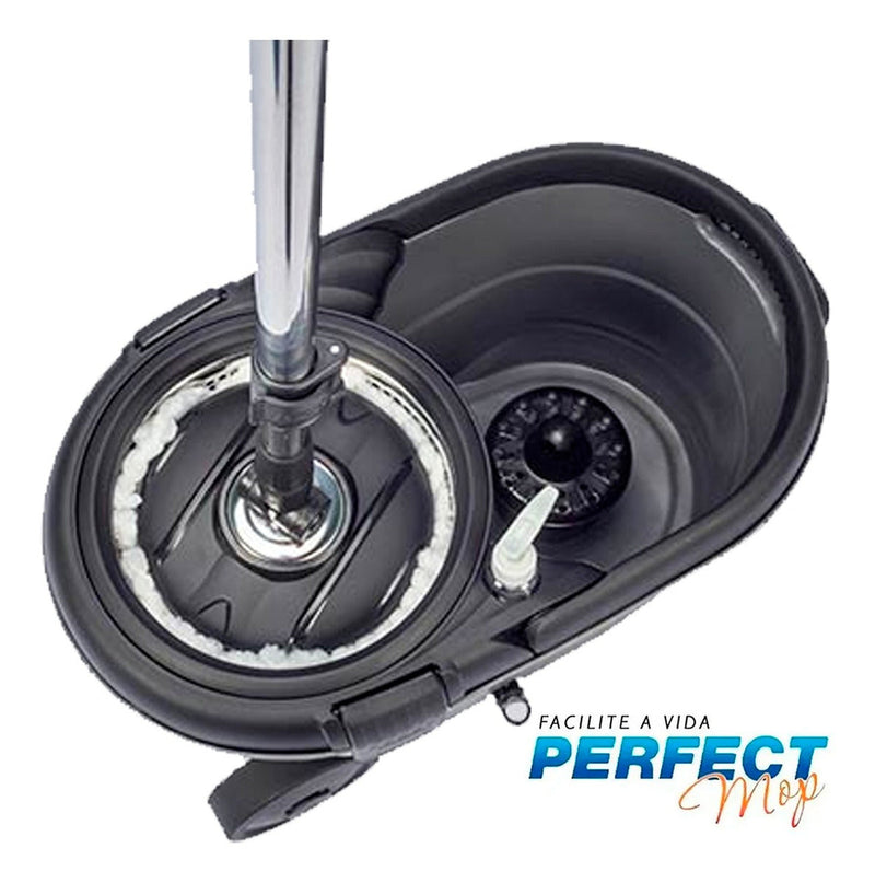 Balde Esfregão Perfect Mop Move 3 Refis Com Roda E Alça Cor Cinza