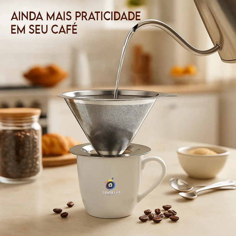 Coador Nacional De Café Modelo 103 Filtro Permanente Em Aço Inox Peneira Reutilizável Sem Papel Sustentável Para Coar Café Tradicional Ponte Lar Utilidades