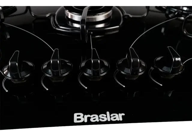 Fogão cooktop com alimentação gás - Braslar 5 bocas cor preto - 5 queimadores