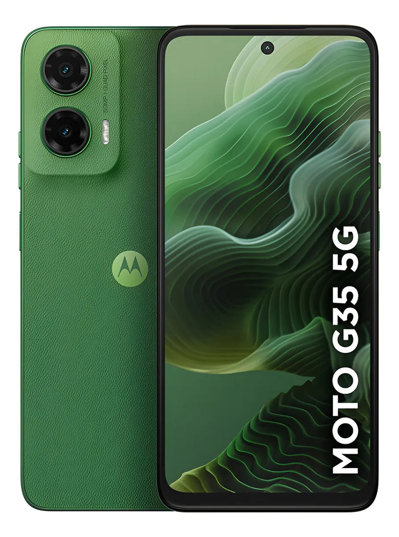 Smartphone Motorola Moto g35 5G - 128GB 12GB (4GB RAM+8GB Ram Boost) e Camera 50MP com AI NFC Tela 6.7" com Superbrilho - Verde - Vegan Leather