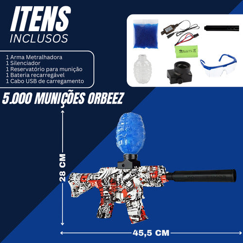 Arma Bolinha De Gel Arminha Ak47 Metralhadora Automática