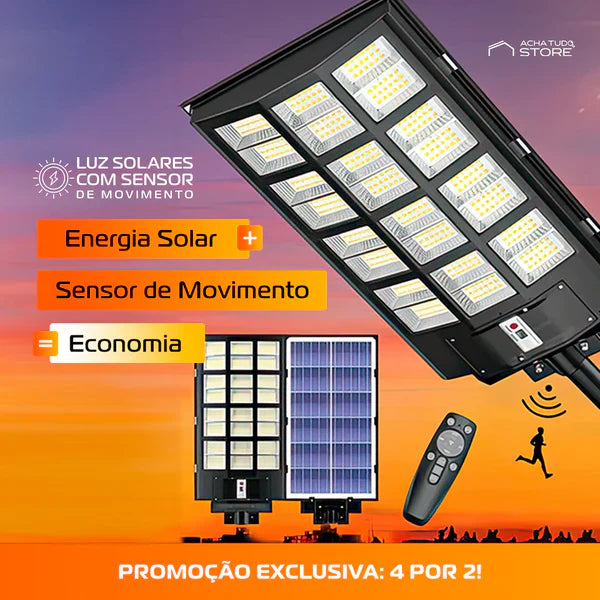 Luminária LED Solar Potência 1000W + Sensor de Movimento e Controle Remoto - 🔥 OFERTA HOJE DE BLACK FRIDAY 🔥