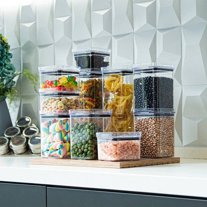 Kit 12 Potes Herméticos Com Vedação Empilhavel em Acrílico