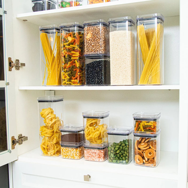 Kit 12 Potes Herméticos Com Vedação Empilhavel em Acrílico